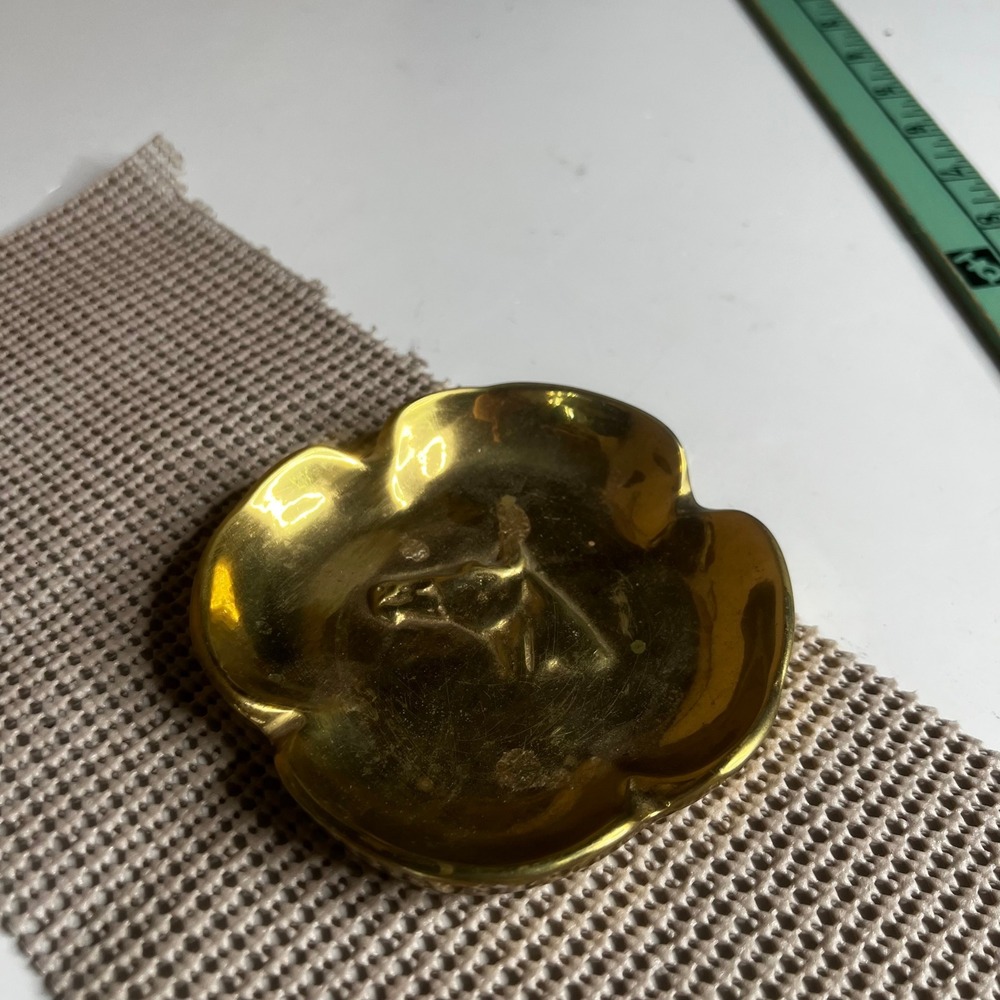 Vintage VM Solid Brass Horse Head Trinket Dish Scalloped Equestrian Bowl 3-14